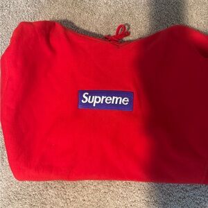 Purple on Red 2017 s/s Supreme box logo hoodie
